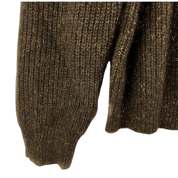 NEW See U Soon Brown Mock Neck Sweater S/M Gold Metallic - Picture 3 of 6